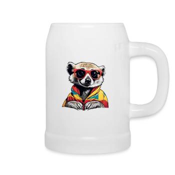 Suricate coquin avec lunettes de soleil - Chope en céramique - blanc - Droite