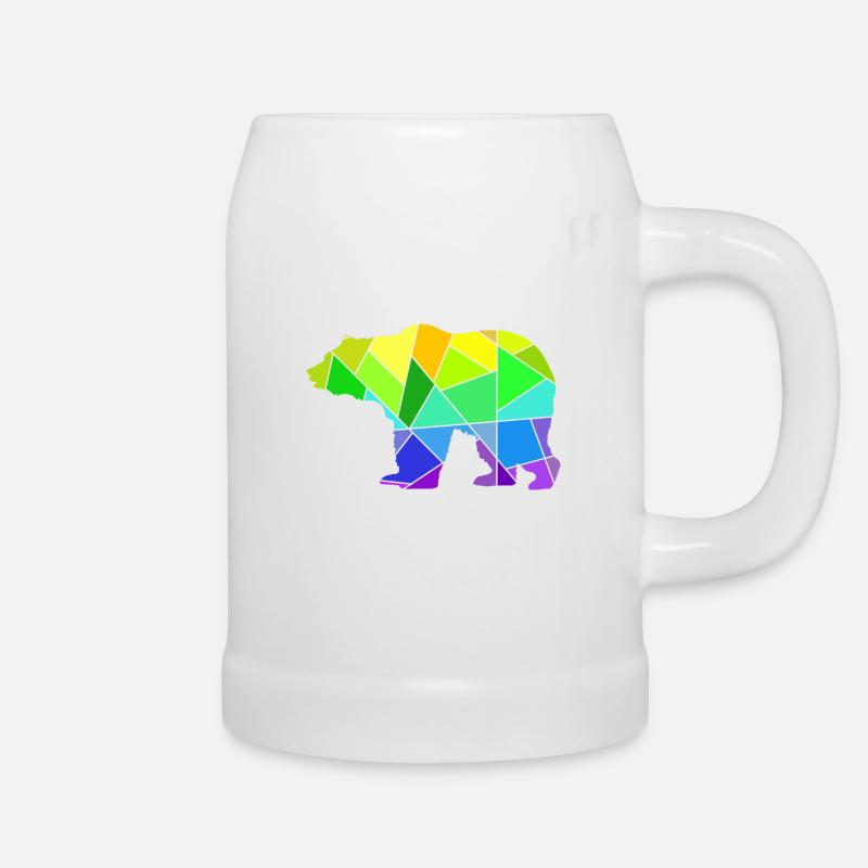 Bear Colorful Geometric Figures - Beer Mug - white