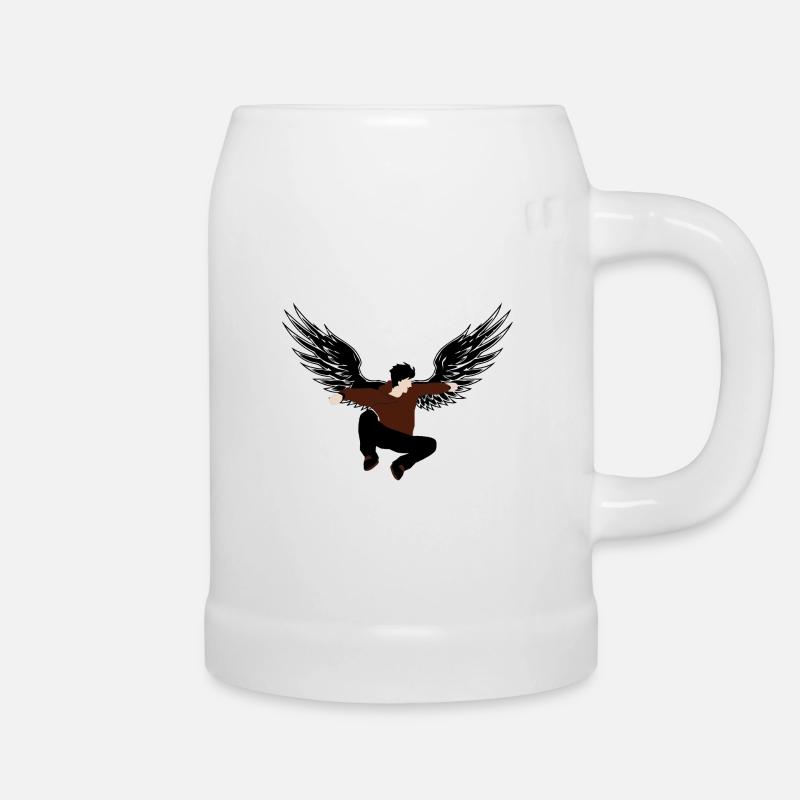 Winged silhouette - Beer Mug - white