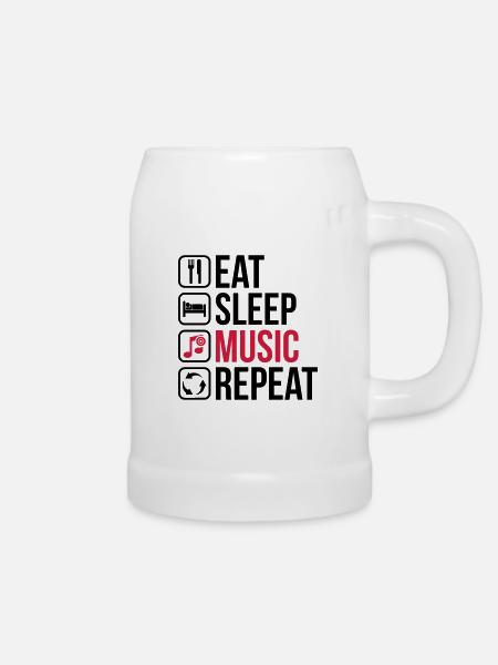 Eat Sleep Music Repeat - Bierkrug - Weiß