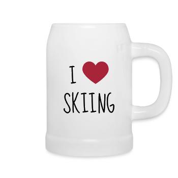 Skifahren Skifahrer Sport Ski Spieler - Bierkrug - Weiß - Rechts