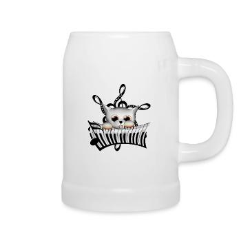 Katze Musik - Bierkrug - Weiß - Rechts