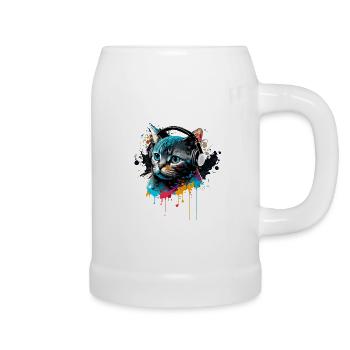 Musik Katze - Bierkrug - Weiß - Rechts