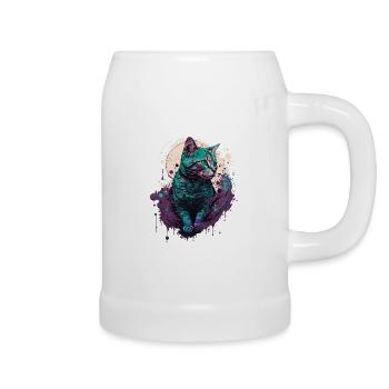 Chat coupé - Chope en céramique - blanc - Droite