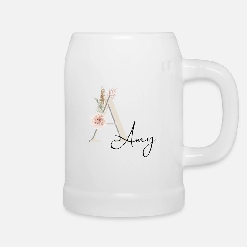 Amy! Name Boho - Beer Mug - white