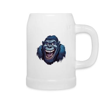 Funny gorilla grins - Beer Mug - white - Right