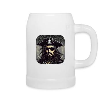 Pirate cool avec des lunettes de soleil Skull and Bones - Chope en céramique - blanc - Droite