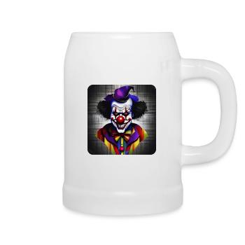 Clown d’horreur souriant maléfique au nez rouge - Chope en céramique - blanc - Droite