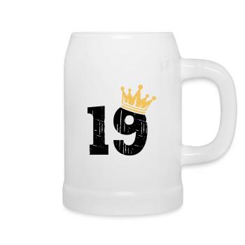 19 Crown 19th Birthday 19 years old - Beer Mug - white - Right
