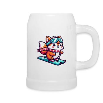 Rotfuchs Eishockey - Flinker Spieler auf dem Eis - Bierkrug - Weiß - Rechts
