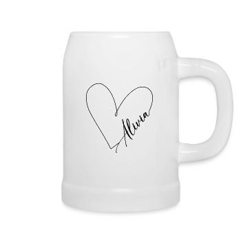 Alivia Name Herzlinie - Bierkrug - Weiß - Rechts