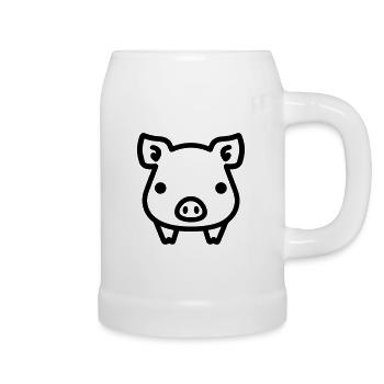 cochon - Chope en céramique - blanc - Droite