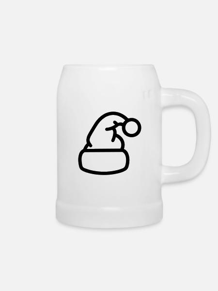 Weihnachtsmütze - Bierkrug - Weiß