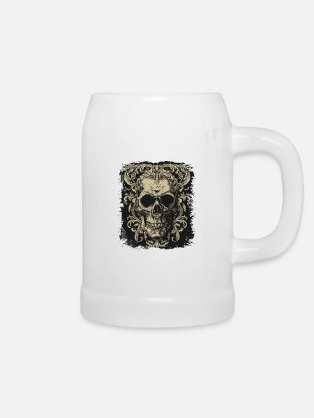 Gothic Schädel - Bierkrug - Weiß