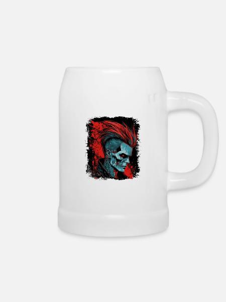 HorrorPunk Zombie Mohawk - Bierkrug - Weiß
