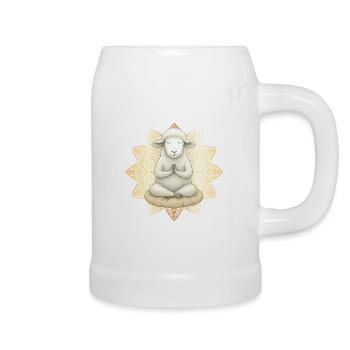 Mouton méditant – Yoga & Mandala Motif - Chope en céramique - blanc - Droite