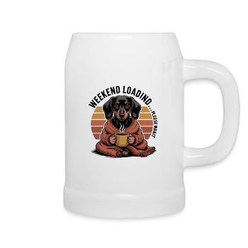 Kuscheliger Kaffeedackel - Bierkrug - Weiß - Rechts