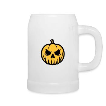 Pumpkin Skull Yellow Black - Beer Mug - white - Right