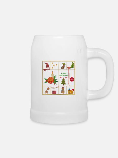 Weihnachtliche Collage - Bierkrug - Weiß