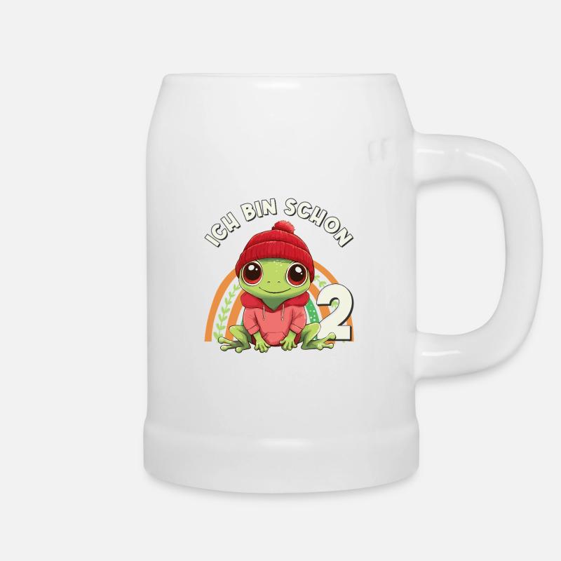 2. Geburtstag Frosch Regenbogen Süß Niedlich - Bierkrug - Weiß