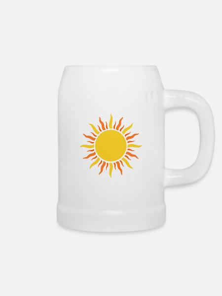 Sonnenkraft Muster – Strahlendesign - Bierkrug - Weiß