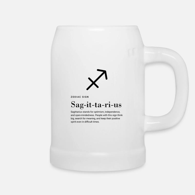 Sagittarius - Zodiac Sign - Bierkrug - Weiß