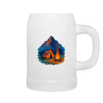 Mountain tent in a sea of flames - Beer Mug - white - Right