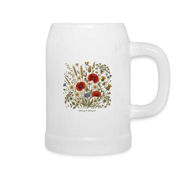 Blumenwiese im Aquarellstil - Bierkrug - Weiß - Rechts
