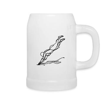 Dessin de nageurs - Chope en céramique - blanc - Droite