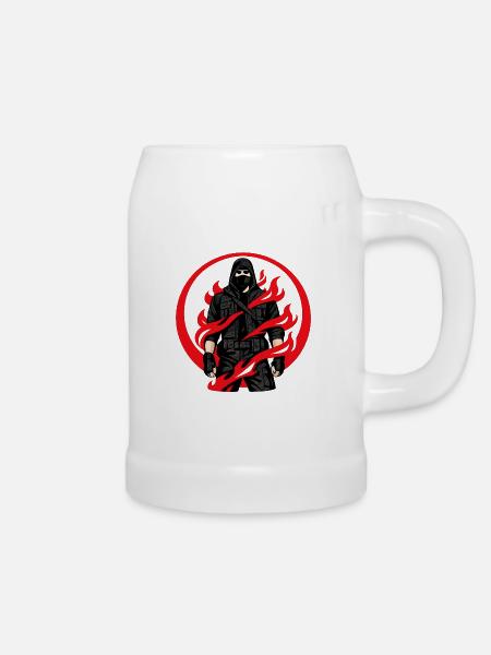 Ninja Flammenkreis - Bierkrug - Weiß