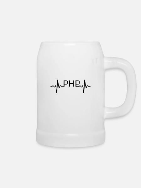 PHP Herzschlag - Bierkrug - Weiß