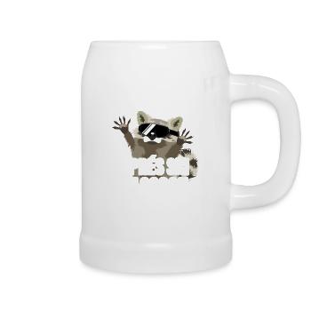 Raccoon Ski Jumping Instructor Ski Jumper - Beer Mug - white - Right
