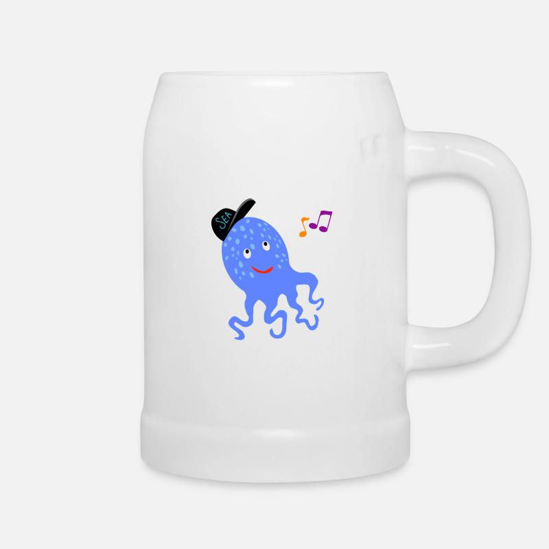 Octopus with baseball cap - Beer Mug - white