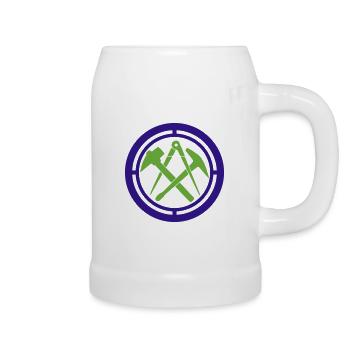 Dachdecker Zunft Logo Wappen | Farben änderbar - Bierkrug - Weiß - Rechts