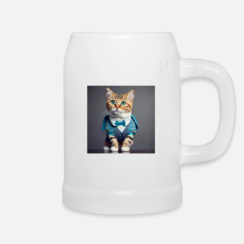 Yeux verts de chat - Chope en céramique - blanc