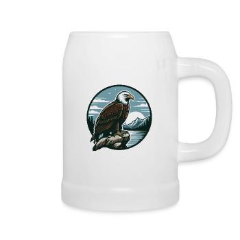 ADLER GREIFVOGEL HABICHT JÄGER FLUG MAJESTÄT FEDER - Bierkrug - Weiß - Rechts
