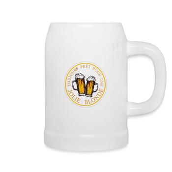 "T-Shirt Always Ready for a Pretty Blonde" - Beer Mug - white - Right
