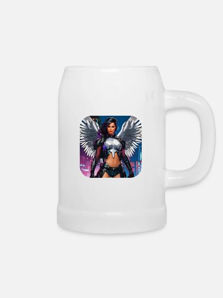 Cooler Cybergoth Engel - Bierkrug - Weiß