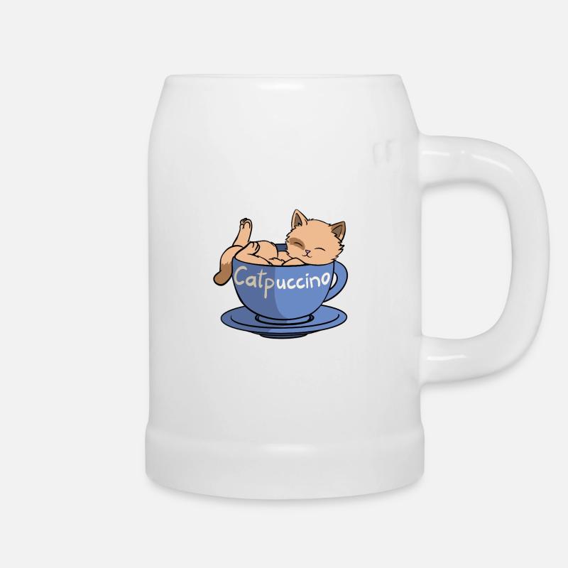 Catpuccino - Chope en céramique - blanc