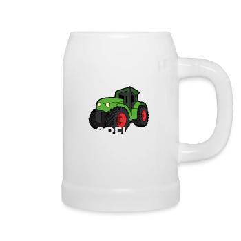Dorfkind und Stolz drauf Traktor Spruch - Bierkrug - Weiß - Rechts