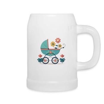 Flowery stroller 7 - Beer Mug - white - Right