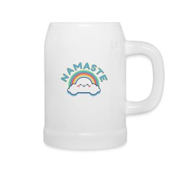 Namaste! Happy Regenbogen, personalisierbar - Bierkrug - Weiß - Rechts