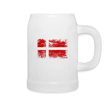 Dänische Flagge im Vintage-Stil - Bierkrug - Weiß - Rechts