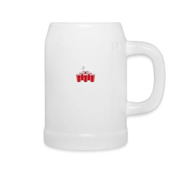 Bierpong Party Herzschlag Puls Motiv - Bierkrug - Weiß - Rechts