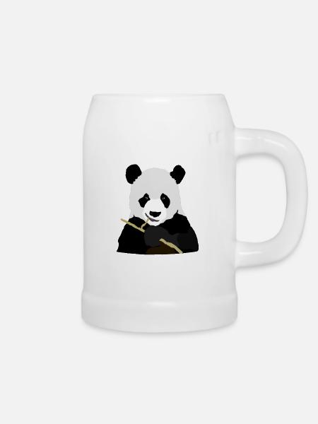 Panda isst Stock - Bierkrug - Weiß