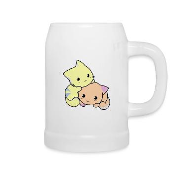 Chats Kitties Bébés Doux Anime - Chope en céramique - blanc - Droite