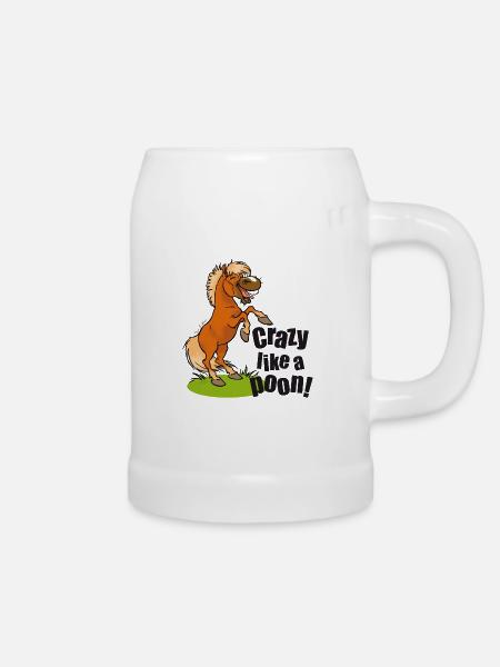 Verrückter Pony schwarzer Text - Bierkrug - Weiß