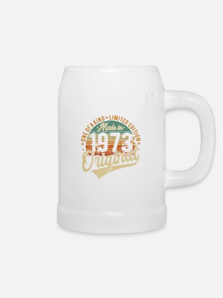 1973 Jahrgang geboren Retro Vintage Geburtstag - Bierkrug - Weiß