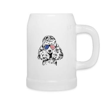 ZWERGPUDEL Pudel Amerika Fahne Hunde Wilsigns - Bierkrug - Weiß - Rechts
