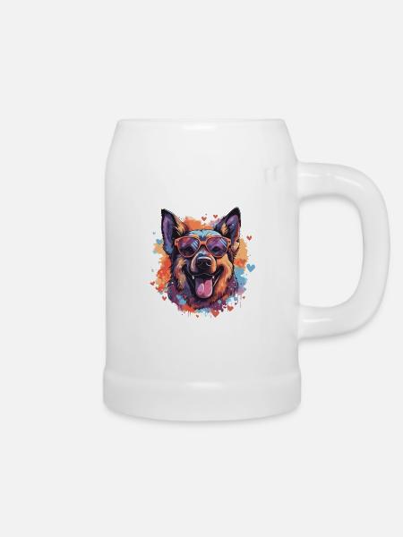 Happy Dog 2 - Bierkrug - Weiß
